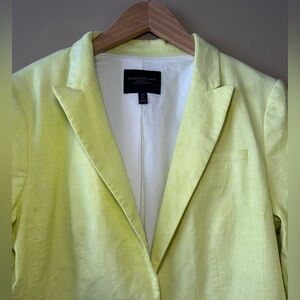 Banana Republic Butter Yellow Linen Blend, Lined, Single Button Blazer, 14 Tall